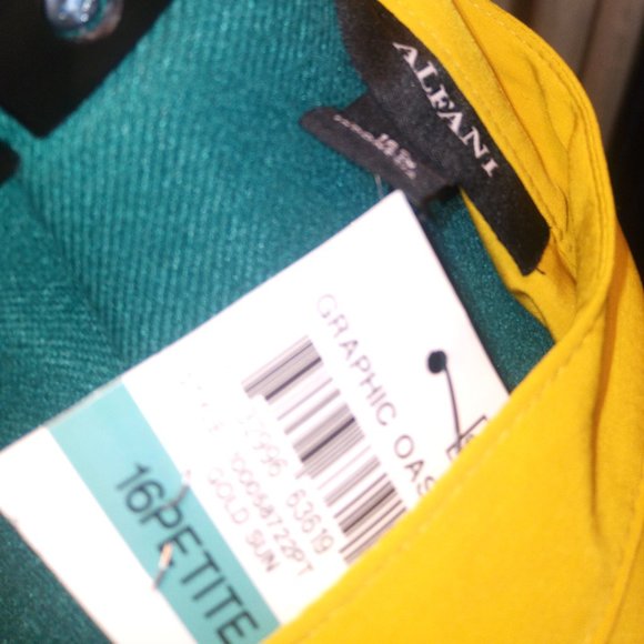 Alfani Graphic Oasis Shirtdress in Yellow Sz 16P NWT - Picture 11 of 16